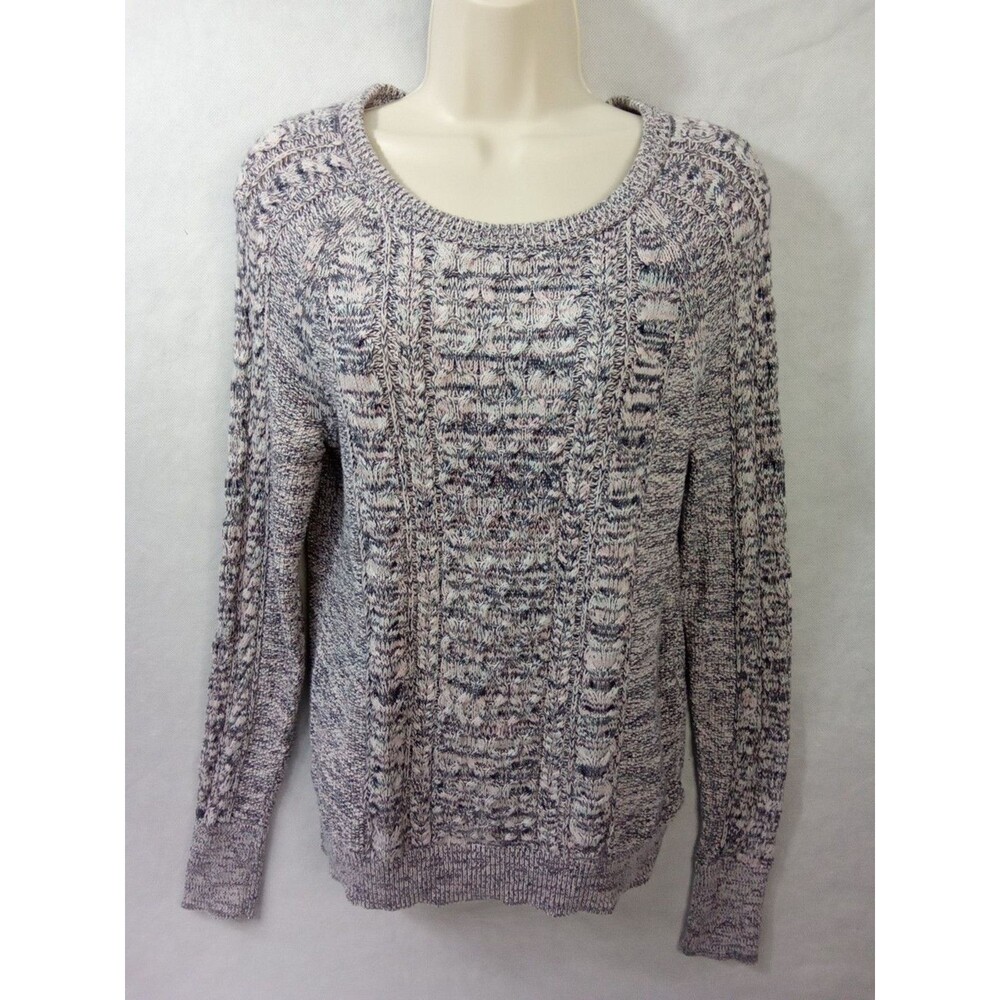 Gap women’s medium sweater purple and pink knit crew neck long sleeve Y2K preppy